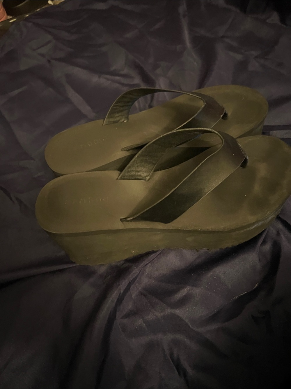 Black Platform Flip-Flop Sandals - Women